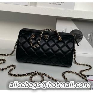 Well Crafted Chanel Lambskin Clutch with Chain AP4515 Black/White 2025