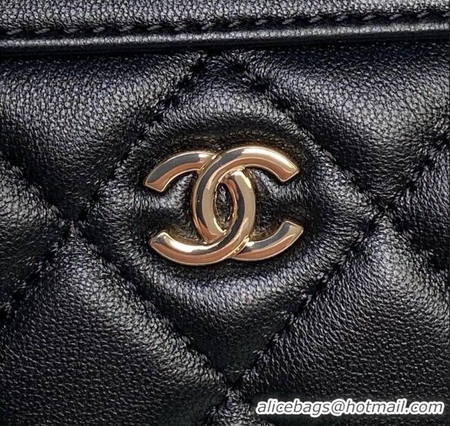 Well Crafted Chanel Lambskin Clutch with Chain AP4515 Black/White 2025