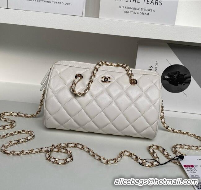 Reasonable Price Chanel Lambskin Clutch with Chain AP4515 White/Gold 2025