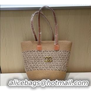 Well Crafted Chanel Crochet Straw Basket Bag 0312 Khaki 2025