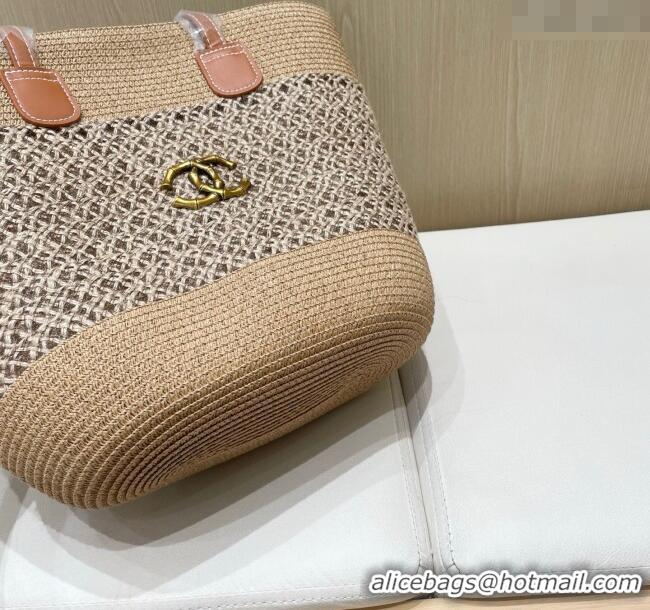 Well Crafted Chanel Crochet Straw Basket Bag 0312 Khaki 2025