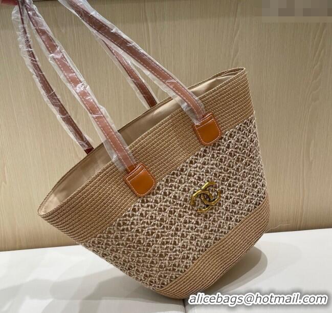 Well Crafted Chanel Crochet Straw Basket Bag 0312 Khaki 2025