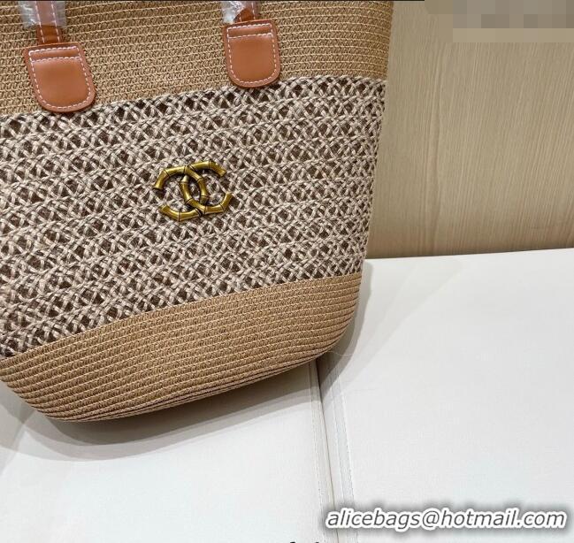 Well Crafted Chanel Crochet Straw Basket Bag 0312 Khaki 2025