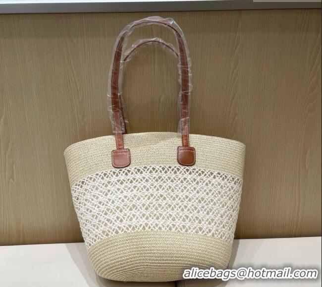 Buy Discount Chanel Crochet Straw Basket Bag 0312 Light Beige 2025