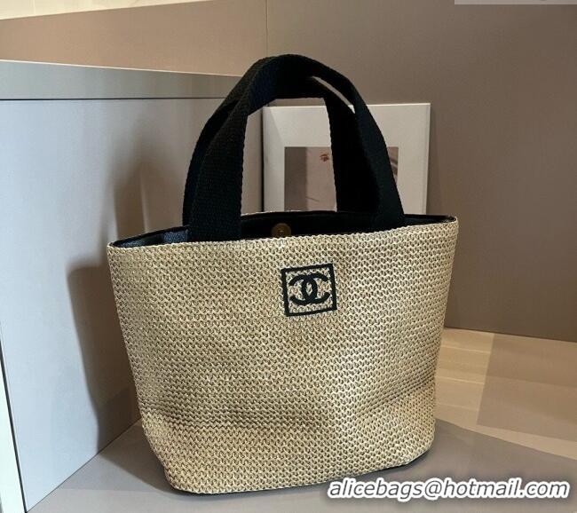 Well Crafted Chanel Straw Basket bag with Framed CC 0312 Black 2025