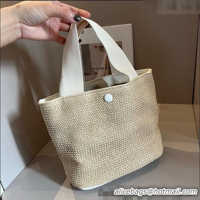 Top Design Chanel Straw Basket bag with Framed CC 0312 White 2025