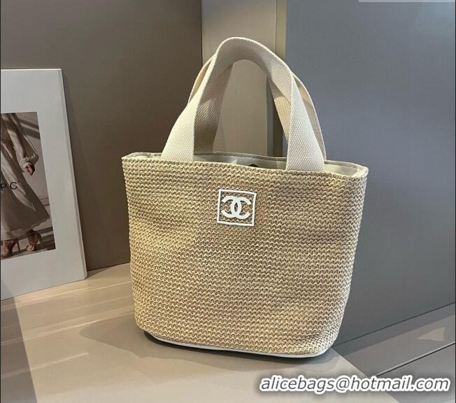 Top Design Chanel Straw Basket bag with Framed CC 0312 White 2025