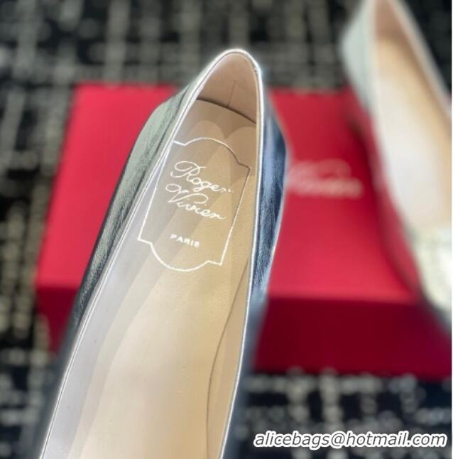 Shop Duplicate Roger Vivier Belle Vivier Strass Buckle Pumps 4.5cm in Calfskin Leather Silver 1225096