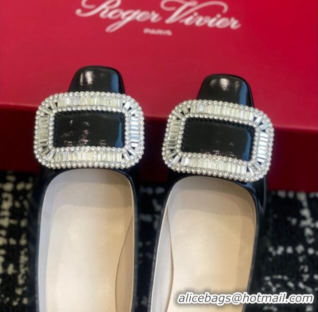 Low Price Roger Vivier Belle Vivier Strass Buckle Pumps 4.5cm in Calfskin Leather Black 1225097