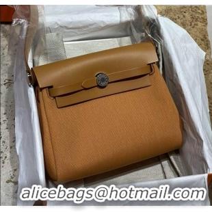 Best Price Hermes Herbag Zip 20 Bag in H Viking Canvas and Hunter Cowhide 0428 Brown 2025 (Half Handmade)