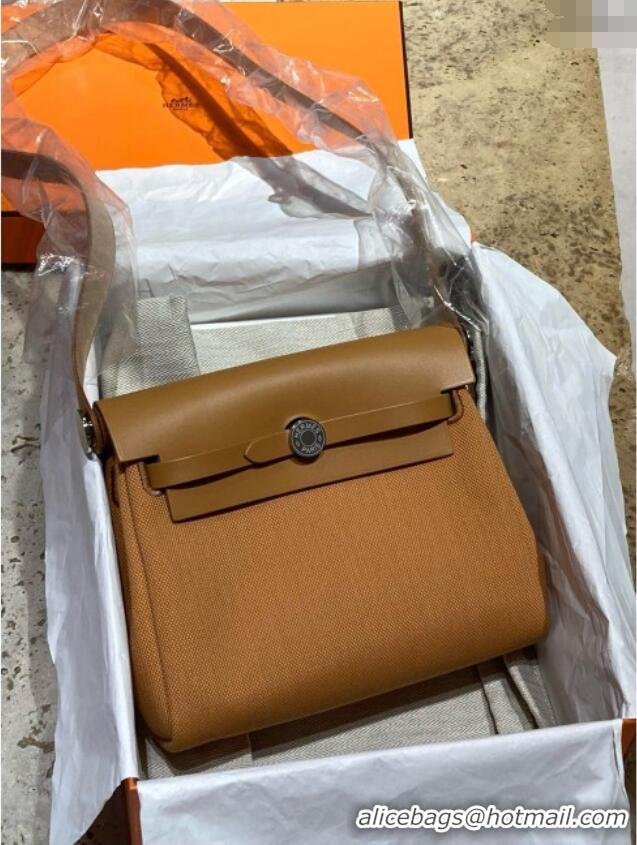 Best Price Hermes Herbag Zip 20 Bag in H Viking Canvas and Hunter Cowhide 0428 Brown 2025 (Half Handmade)