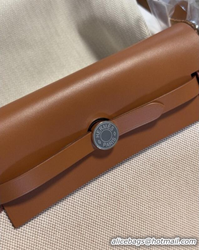 Well Crafted Hermes Herbag Zip 20 Bag in H Viking Canvas and Hunter Cowhide 0428 Brown/Beige 2025(Half Handmade)