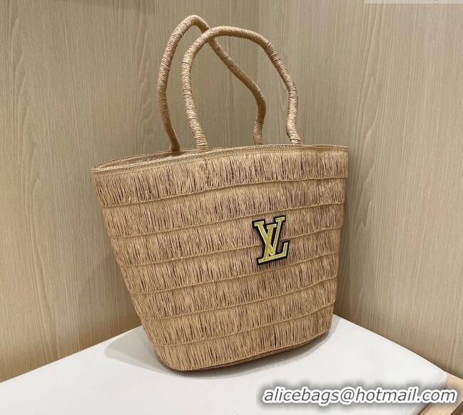 Buy Inexpensive Louis Vuitton Tassel Straw Basket Bag 0312 Khaki 2025