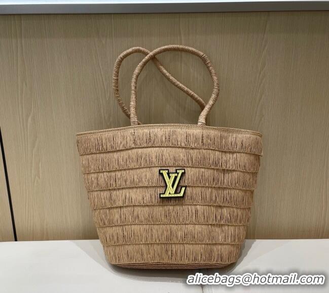 Buy Inexpensive Louis Vuitton Tassel Straw Basket Bag 0312 Khaki 2025