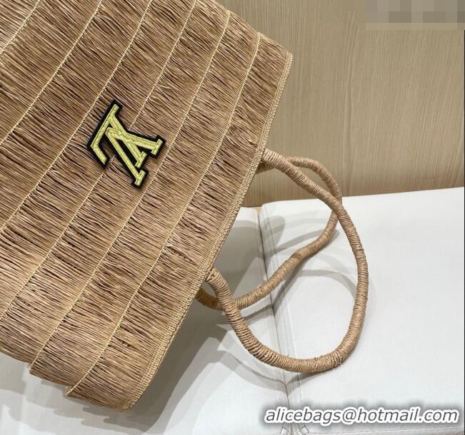 Buy Inexpensive Louis Vuitton Tassel Straw Basket Bag 0312 Khaki 2025