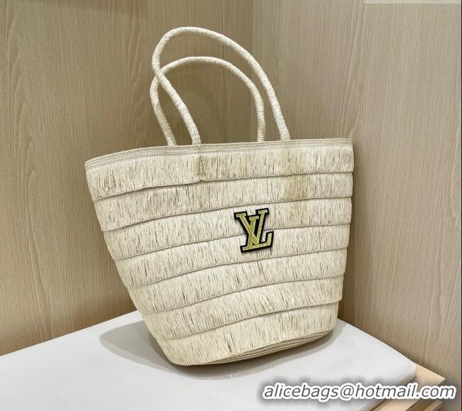 Best Price Louis Vuitton Tassel Straw Basket Bag 0312 Light Beige 2025