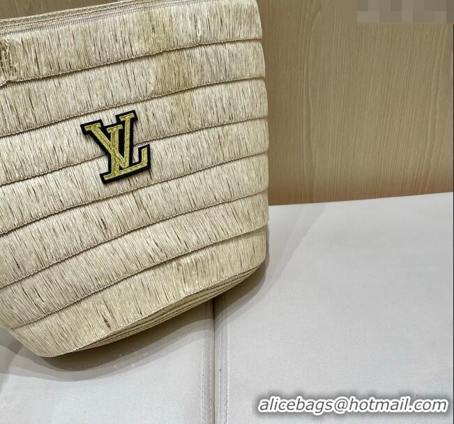 Best Price Louis Vuitton Tassel Straw Basket Bag 0312 Light Beige 2025