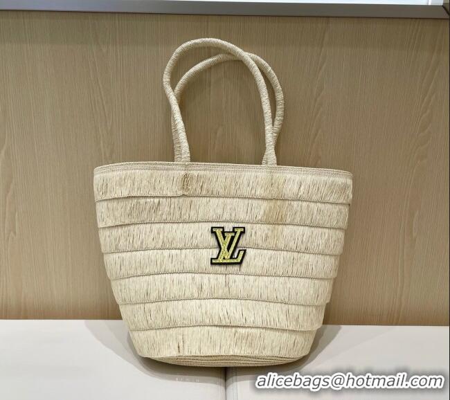 Best Price Louis Vuitton Tassel Straw Basket Bag 0312 Light Beige 2025