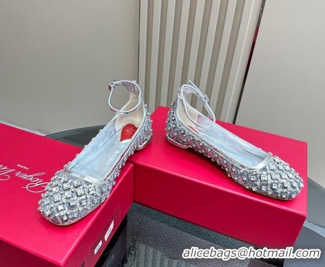 Charming Roger Vivier Viv' Podium Ballerinas Flat in sequins Silver 1225106