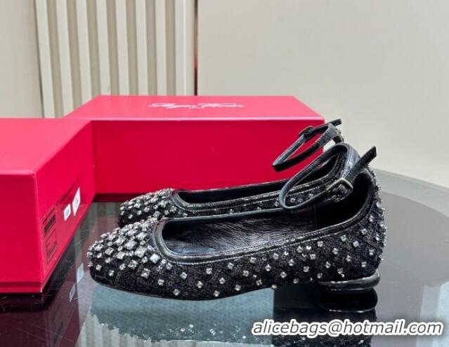 Stylish Roger Vivier Viv' Podium Ballerinas Flat in sequins Black 1225107