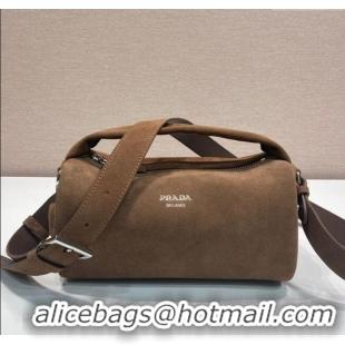 Pretty Style Prada Suede shoulder bag 2VH188 Brown 2025