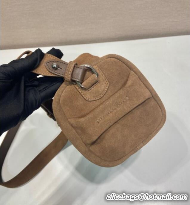 Pretty Style Prada Suede shoulder bag 2VH188 Brown 2025