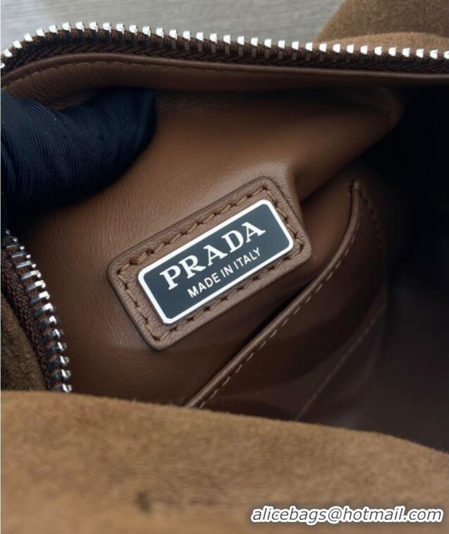 Pretty Style Prada Suede shoulder bag 2VH188 Brown 2025