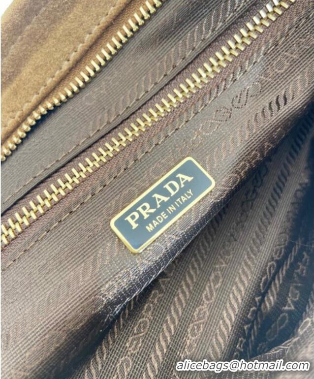 Best Inexpensive Prada Medium Suede handbag 1BA426 Dark Beige 2025