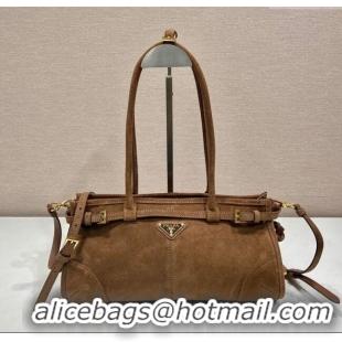 Traditional Specials Prada Medium Suede handbag 1BA426 Cocoa Brown 2025