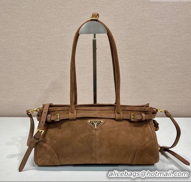 Traditional Specials Prada Medium Suede handbag 1BA426 Cocoa Brown 2025