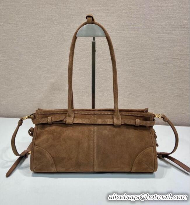 Traditional Specials Prada Medium Suede handbag 1BA426 Cocoa Brown 2025