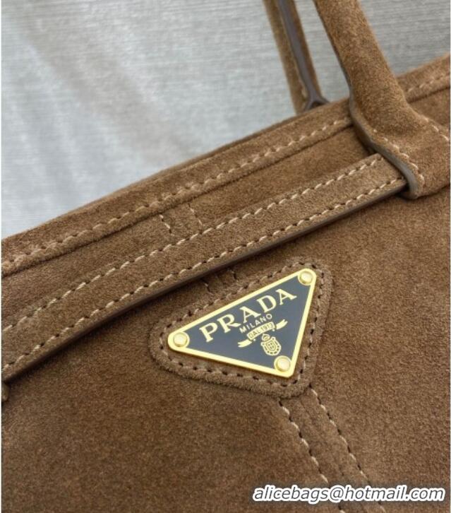 Traditional Specials Prada Medium Suede handbag 1BA426 Cocoa Brown 2025