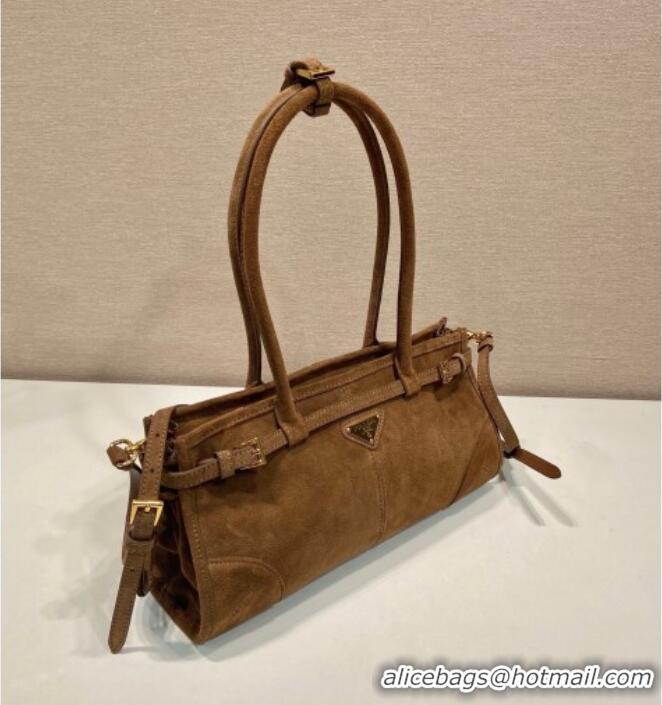 Traditional Specials Prada Medium Suede handbag 1BA426 Cocoa Brown 2025