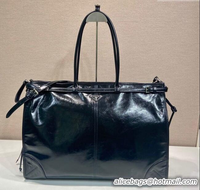 Buy Discount Prada Mens Leather tote bag 2VG128 Black 2025