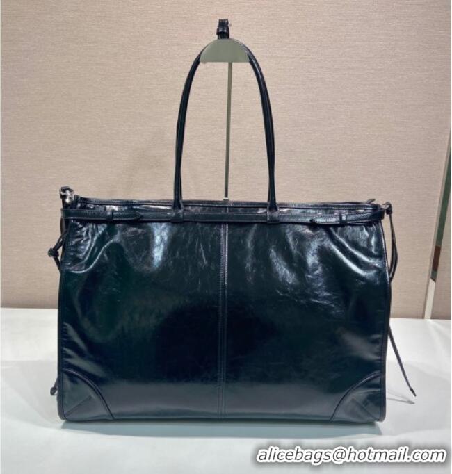 Buy Discount Prada Mens Leather tote bag 2VG128 Black 2025