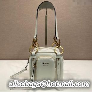 Promotional Prada Dangle oil leather top-handle mini-bag 1BB137 White 2025