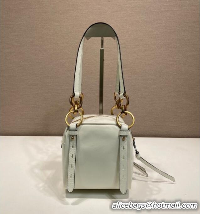 Promotional Prada Dangle oil leather top-handle mini-bag 1BB137 White 2025