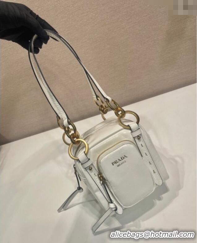 Promotional Prada Dangle oil leather top-handle mini-bag 1BB137 White 2025