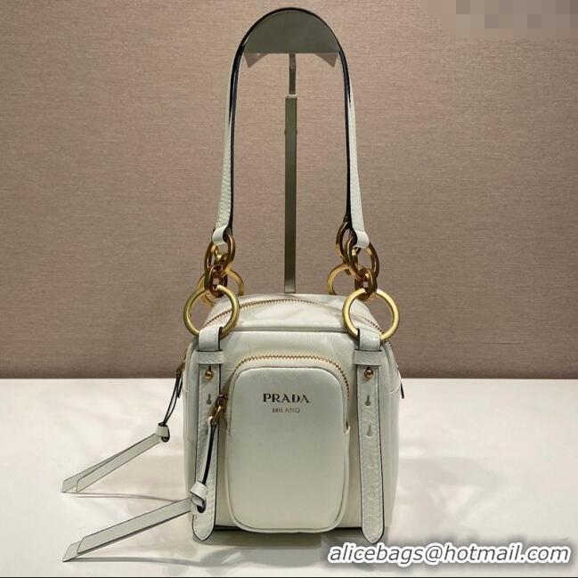 Promotional Prada Dangle oil leather top-handle mini-bag 1BB137 White 2025