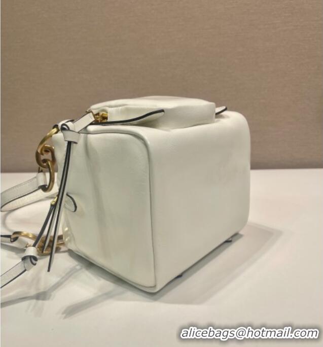 Promotional Prada Dangle oil leather top-handle mini-bag 1BB137 White 2025