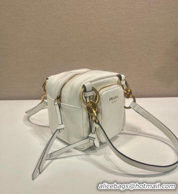 Promotional Prada Dangle oil leather top-handle mini-bag 1BB137 White 2025