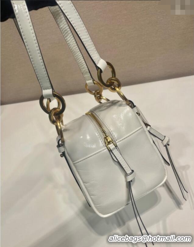 Promotional Prada Dangle oil leather top-handle mini-bag 1BB137 White 2025