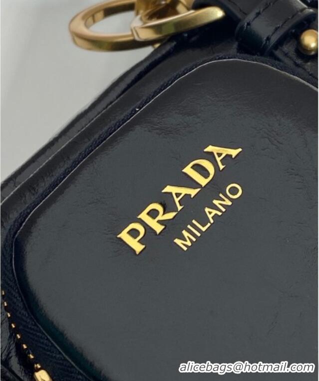 Top Quality Prada Dangle oil leather top-handle mini-bag 1BB137 Black 2025