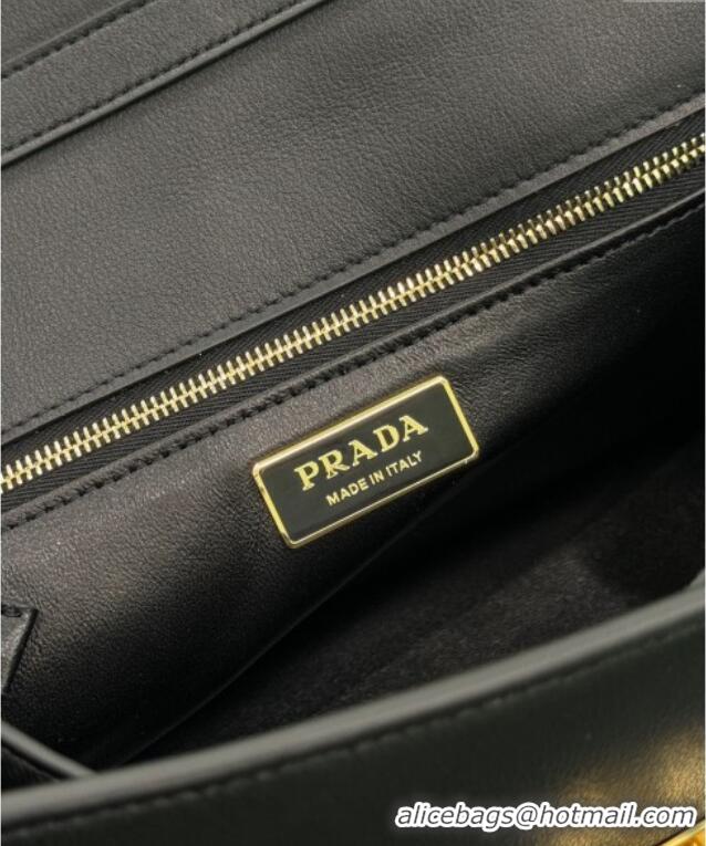 Top Quality Prada Medium leather shoulder bag 1BN023 Black 2025