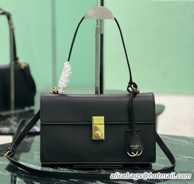 Top Quality Prada Medium leather shoulder bag 1BN023 Black 2025