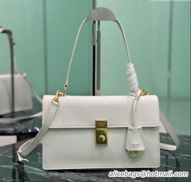 Pretty Style Prada Medium leather shoulder bag 1BN023 White 2025