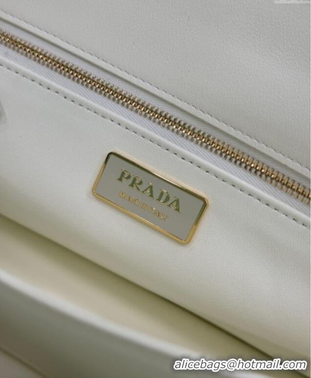 Pretty Style Prada Medium leather shoulder bag 1BN023 White 2025