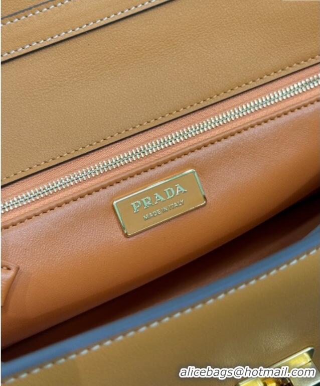 Top Grade Prada Medium leather shoulder bag Amber 1BN023 Yellow 2025