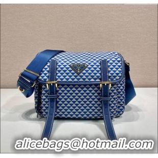 Reasonable Price Prada Symbole Printed Nylon Messenger Bag 1BD383 Blue 2025