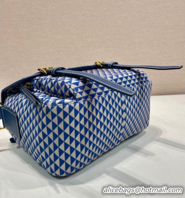 Reasonable Price Prada Symbole Printed Nylon Messenger Bag 1BD383 Blue 2025